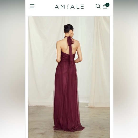 Amsale Tulle Chiffon Isobel dress in Bellini, size 0, Worn Once - Picture 5 of 12